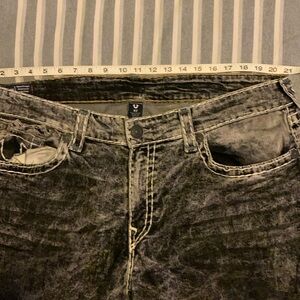 True Religion Straight Jeans Men's Black Acid Wash 42x33 Vintage